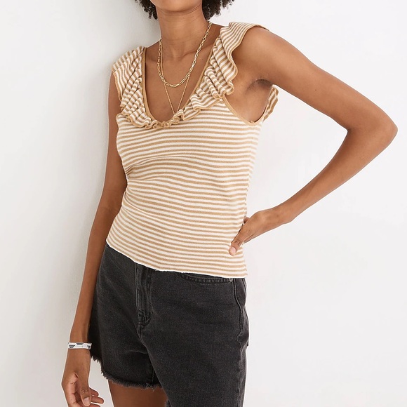 Madewell Belhaven Ruffle Stripe Sweater Tank - Picture 2 of 5